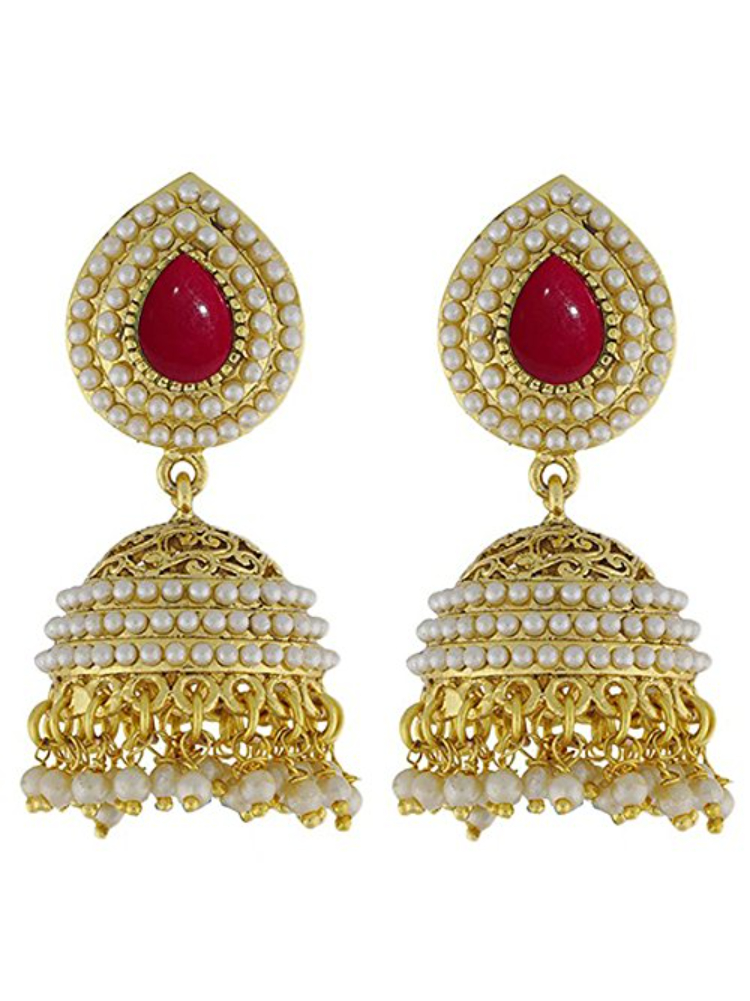 YouBella Ethnic Traditional Jhumki Earrings (Red)